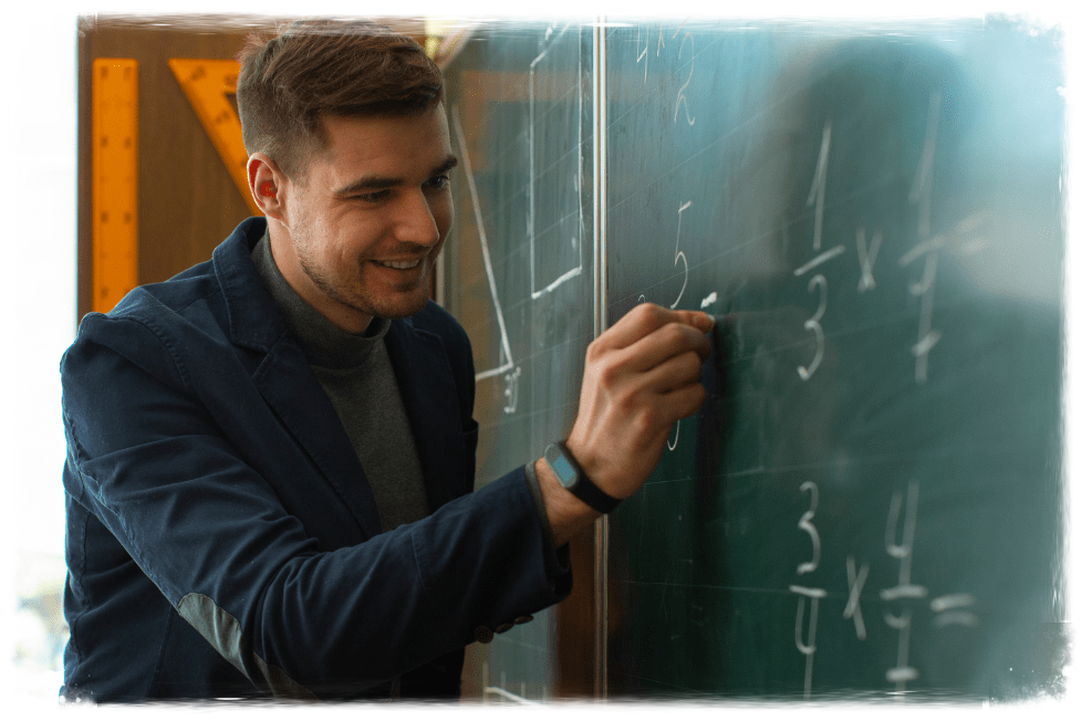 Nauczyciel matematyki podczas zajęć